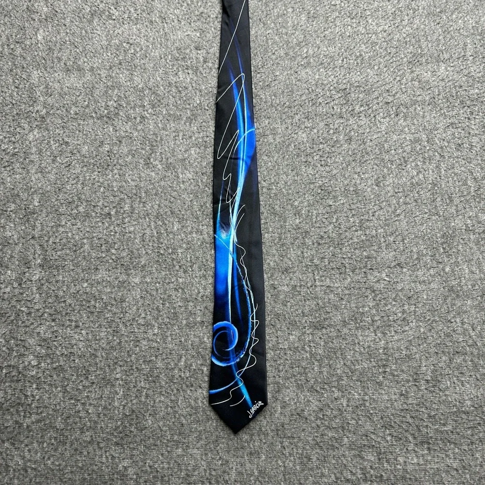J Garcia Tie Collectors Edition Snail Garden 100% Silk Extra Long Blue Black - Picture 2 of 7